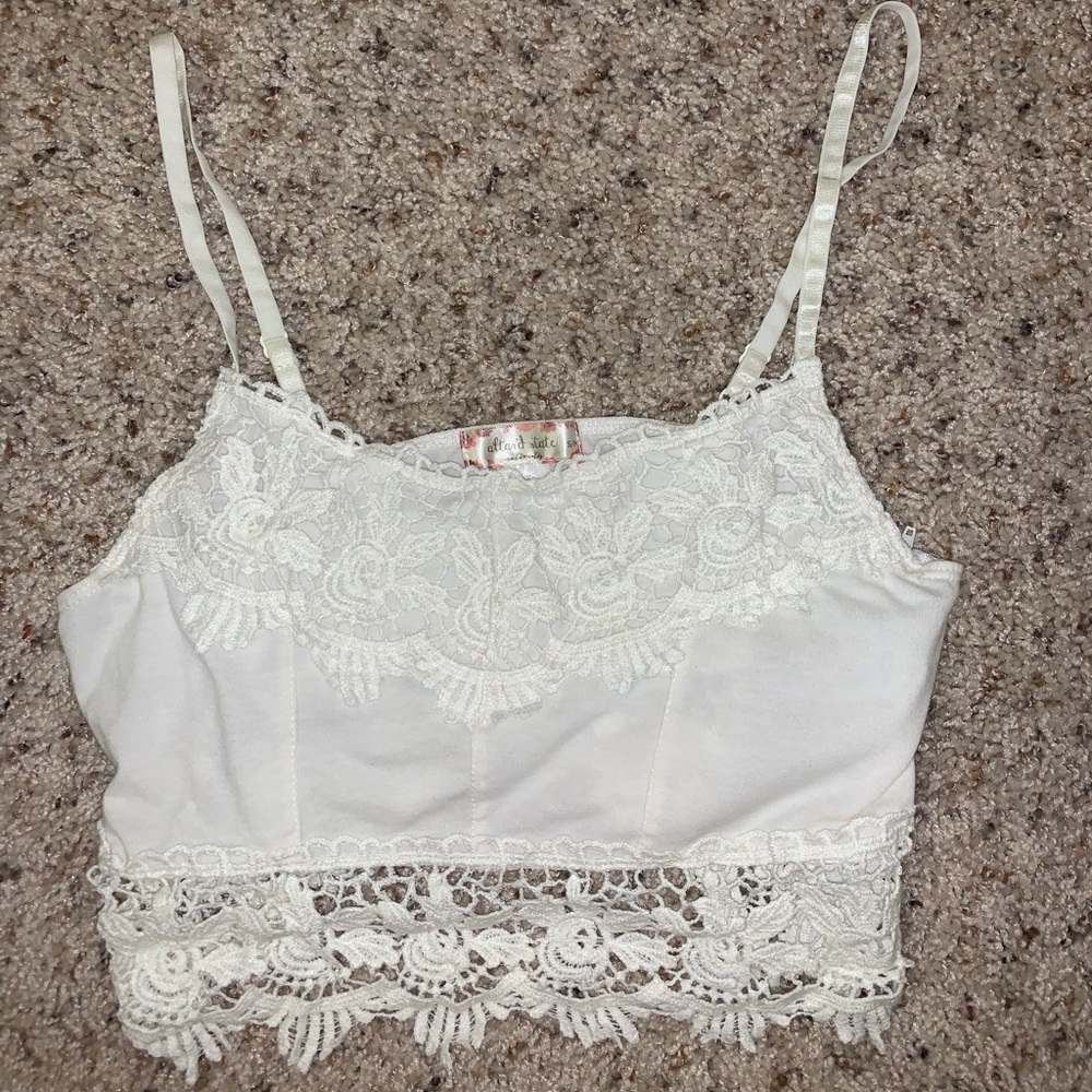 Lace White Cropped Top